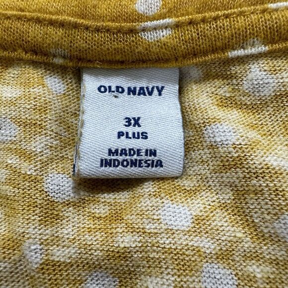Old Navy Women's Plus Size 3X Yellow White Polka Dot V-Neck Linen Blend Tank Top - Picture 3 of 12